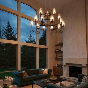 Urban Ambiance - Chandelier - UQL6552 Transitional Indoor Chandelier, 34.75''H x 48.00''W x 48.00''Dep, Matte Black Finish, Linden Collection - 