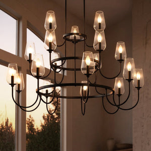 Urban Ambiance - Chandelier - UQL6552 Transitional Indoor Chandelier, 34.75''H x 48.00''W x 48.00''Dep, Matte Black Finish, Linden Collection - 