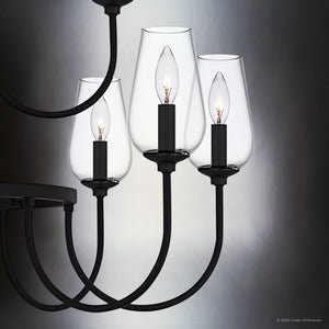 Urban Ambiance - Chandelier - UQL6552 Transitional Indoor Chandelier, 34.75''H x 48.00''W x 48.00''Dep, Matte Black Finish, Linden Collection - 