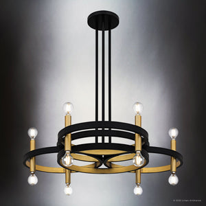Urban Ambiance - Chandelier - UQL6560 Transitional Indoor Chandelier, 9.75''H x 30.00''W x 30.00''Dep, Matte Black Finish, Sumter Collection - 