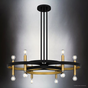 Urban Ambiance - Chandelier - UQL6560 Transitional Indoor Chandelier, 9.75''H x 30.00''W x 30.00''Dep, Matte Black Finish, Sumter Collection - 