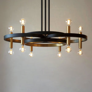 Urban Ambiance - Chandelier - UQL6560 Transitional Indoor Chandelier, 9.75''H x 30.00''W x 30.00''Dep, Matte Black Finish, Sumter Collection - 