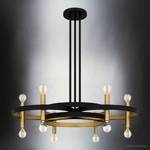 Urban Ambiance - Chandelier - UQL6560 Transitional Indoor Chandelier, 9.75''H x 30.00''W x 30.00''Dep, Matte Black Finish, Sumter Collection - 
