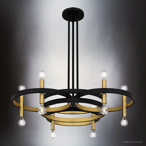 Urban Ambiance - Chandelier - UQL6560 Transitional Indoor Chandelier, 9.75''H x 30.00''W x 30.00''Dep, Matte Black Finish, Sumter Collection - 
