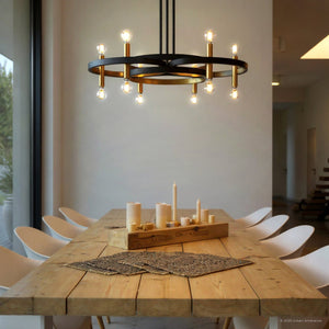 Urban Ambiance - Chandelier - UQL6560 Transitional Indoor Chandelier, 9.75''H x 30.00''W x 30.00''Dep, Matte Black Finish, Sumter Collection - 