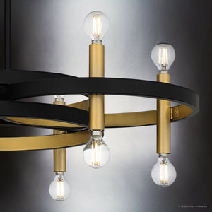 Urban Ambiance - Chandelier - UQL6560 Transitional Indoor Chandelier, 9.75''H x 30.00''W x 30.00''Dep, Matte Black Finish, Sumter Collection - 