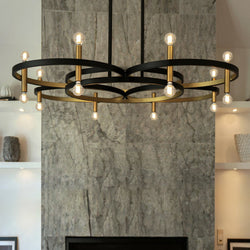 Urban Ambiance - Chandelier - UQL6561 Transitional Indoor Chandelier, 9.75''H x 50.00''W x 50.00''Dep, Matte Black Finish, Sumter Collection - 
