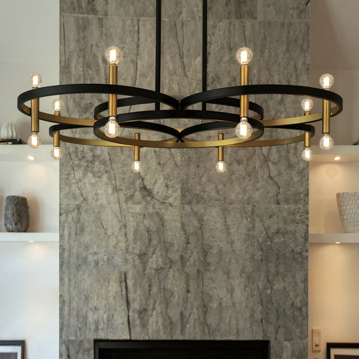UQL6561 Transitional Indoor Chandelier, 9.75''H x 50.00''W x 50.00''Dep, Matte Black Finish, Sumter Collection