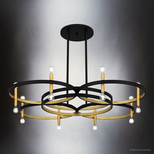 Urban Ambiance - Chandelier - UQL6561 Transitional Indoor Chandelier, 9.75''H x 50.00''W x 50.00''Dep, Matte Black Finish, Sumter Collection - 