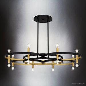 Urban Ambiance - Chandelier - UQL6561 Transitional Indoor Chandelier, 9.75''H x 50.00''W x 50.00''Dep, Matte Black Finish, Sumter Collection - 