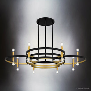Urban Ambiance - Chandelier - UQL6561 Transitional Indoor Chandelier, 9.75''H x 50.00''W x 50.00''Dep, Matte Black Finish, Sumter Collection - 