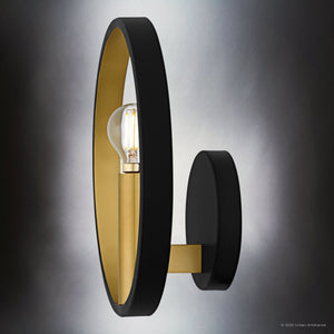 Urban Ambiance - Wall Sconce - UQL6562 Transitional Indoor Wall Sconce, 10.00''H x 10.00''W x 4.00''Dep, Matte Black Finish, Sumter Collection - 