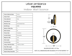 Urban Ambiance - Wall Sconce - UQL6562 Transitional Indoor Wall Sconce, 10.00''H x 10.00''W x 4.00''Dep, Matte Black Finish, Sumter Collection - 