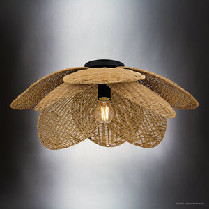Urban Ambiance - Ceiling Light - UQL6570 Coastal Indoor Ceiling Light, 8.75''H x 22.00''W x 22.00''Dep, Matte Black Finish, Brea Collection - 
