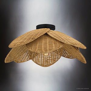 Urban Ambiance - Ceiling Light - UQL6570 Coastal Indoor Ceiling Light, 8.75''H x 22.00''W x 22.00''Dep, Matte Black Finish, Brea Collection - 