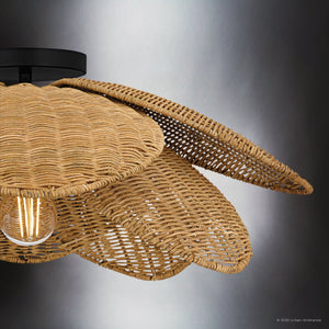 Urban Ambiance - Ceiling Light - UQL6570 Coastal Indoor Ceiling Light, 8.75''H x 22.00''W x 22.00''Dep, Matte Black Finish, Brea Collection - 
