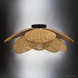 Urban Ambiance - Ceiling Light - UQL6570 Coastal Indoor Ceiling Light, 8.75''H x 22.00''W x 22.00''Dep, Matte Black Finish, Brea Collection - 