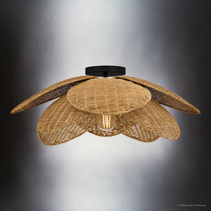 Urban Ambiance - Ceiling Light - UQL6570 Coastal Indoor Ceiling Light, 8.75''H x 22.00''W x 22.00''Dep, Matte Black Finish, Brea Collection - 