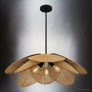 Urban Ambiance - Pendant - UQL6573 Coastal Indoor Pendant, 10.50''H x 30.00''W x 30.00''Dep, Matte Black Finish, Brea Collection - 