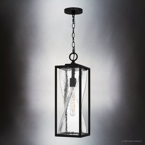Urban Ambiance - Pendant - UQL6580 Contemporary Indoor Pendant, 21.75''H x 7.00''W x 7.00''Dep, Matte Black Finish, Covington Collection - 