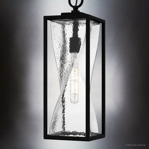 Urban Ambiance - Pendant - UQL6580 Contemporary Indoor Pendant, 21.75''H x 7.00''W x 7.00''Dep, Matte Black Finish, Covington Collection - 