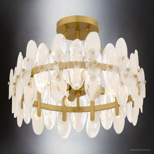 Urban Ambiance - Ceiling Light - UQL6591 Glam Indoor Ceiling Light, 14''H x 18''W x 18''Dep, Brushed Gold Finish, Rotherdon Collection - 
