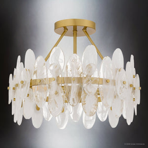 Urban Ambiance - Ceiling Light - UQL6591 Glam Indoor Ceiling Light, 14''H x 18''W x 18''Dep, Brushed Gold Finish, Rotherdon Collection - 