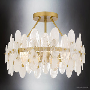 Urban Ambiance - Ceiling Light - UQL6591 Glam Indoor Ceiling Light, 14''H x 18''W x 18''Dep, Brushed Gold Finish, Rotherdon Collection - 