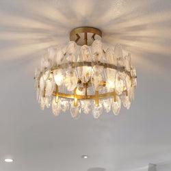 Urban Ambiance - Ceiling Light - UQL6591 Glam Indoor Ceiling Light, 14''H x 18''W x 18''Dep, Brushed Gold Finish, Rotherdon Collection - 