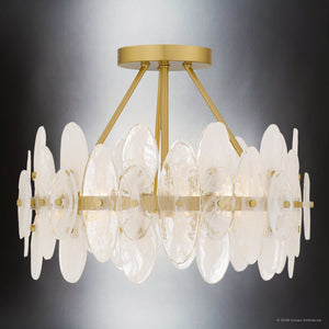 Urban Ambiance - Ceiling Light - UQL6591 Glam Indoor Ceiling Light, 14''H x 18''W x 18''Dep, Brushed Gold Finish, Rotherdon Collection - 