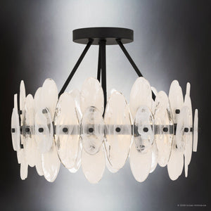 Urban Ambiance - Ceiling Light - UQL6592 Glam Indoor Ceiling Light, 14''H x 18''W x 18''Dep, Matte Black Finish, Rotherdon Collection - 
