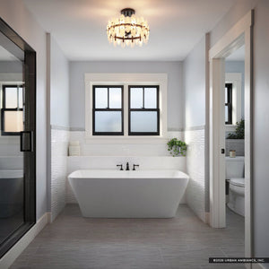 Urban Ambiance - Ceiling Light - UQL6592 Glam Indoor Ceiling Light, 14''H x 18''W x 18''Dep, Matte Black Finish, Rotherdon Collection - 