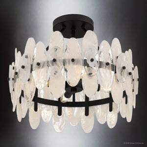 Urban Ambiance - Ceiling Light - UQL6592 Glam Indoor Ceiling Light, 14''H x 18''W x 18''Dep, Matte Black Finish, Rotherdon Collection - 
