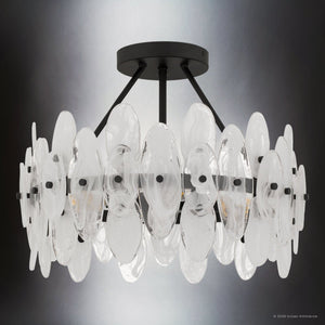 Urban Ambiance - Ceiling Light - UQL6592 Glam Indoor Ceiling Light, 14''H x 18''W x 18''Dep, Matte Black Finish, Rotherdon Collection - 