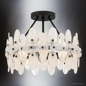 Urban Ambiance - Ceiling Light - UQL6592 Glam Indoor Ceiling Light, 14''H x 18''W x 18''Dep, Matte Black Finish, Rotherdon Collection - 