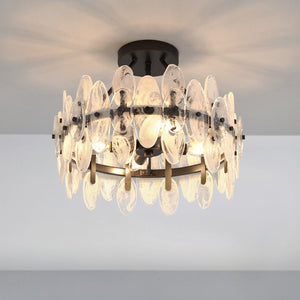 Urban Ambiance - Ceiling Light - UQL6592 Glam Indoor Ceiling Light, 14''H x 18''W x 18''Dep, Matte Black Finish, Rotherdon Collection - 