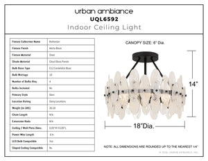 Urban Ambiance - Ceiling Light - UQL6592 Glam Indoor Ceiling Light, 14''H x 18''W x 18''Dep, Matte Black Finish, Rotherdon Collection - 