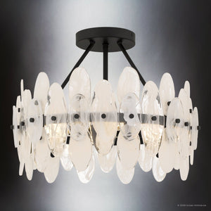 Urban Ambiance - Ceiling Light - UQL6592 Glam Indoor Ceiling Light, 14''H x 18''W x 18''Dep, Matte Black Finish, Rotherdon Collection - 