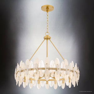 Urban Ambiance - Pendant - UQL6593 Glam Indoor Pendant, 24''H x 28''W x 28''Dep, Brushed Gold Finish, Rotherdon Collection - 