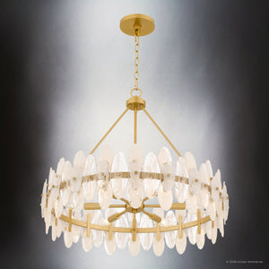 Urban Ambiance - Pendant - UQL6593 Glam Indoor Pendant, 24''H x 28''W x 28''Dep, Brushed Gold Finish, Rotherdon Collection - 