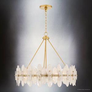 Urban Ambiance - Pendant - UQL6593 Glam Indoor Pendant, 24''H x 28''W x 28''Dep, Brushed Gold Finish, Rotherdon Collection - 