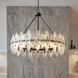 Urban Ambiance - Pendant - UQL6594 Glam Indoor Pendant, 24''H x 28''W x 28''Dep, Matte Black Finish, Rotherdon Collection - 