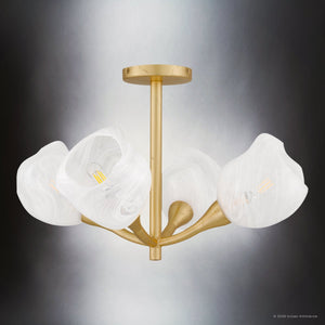Urban Ambiance - Ceiling Light - UQL6600 Art Deco Indoor Ceiling Light, 13.75''H x 22''W x 22''Dep, Gold Leaf Finish, Ulmsford Collection - 