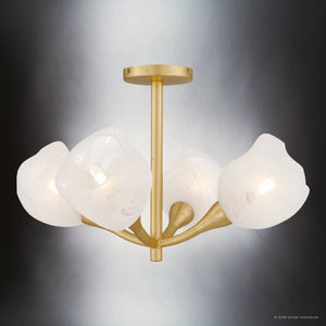Urban Ambiance - Ceiling Light - UQL6600 Art Deco Indoor Ceiling Light, 13.75''H x 22''W x 22''Dep, Gold Leaf Finish, Ulmsford Collection - 