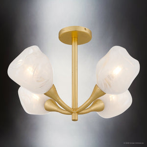 Urban Ambiance - Ceiling Light - UQL6600 Art Deco Indoor Ceiling Light, 13.75''H x 22''W x 22''Dep, Gold Leaf Finish, Ulmsford Collection - 