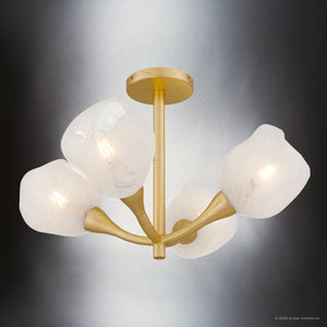 Urban Ambiance - Ceiling Light - UQL6600 Art Deco Indoor Ceiling Light, 13.75''H x 22''W x 22''Dep, Gold Leaf Finish, Ulmsford Collection - 