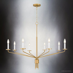 Urban Ambiance - Chandelier - UQL6620 Modern Indoor Chandelier, 31''H x 40''W x 40''Dep, Brushed Gold Finish, Ivenden Collection - 