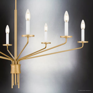 Urban Ambiance - Chandelier - UQL6620 Modern Indoor Chandelier, 31''H x 40''W x 40''Dep, Brushed Gold Finish, Ivenden Collection - 