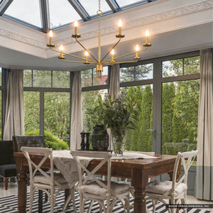 Urban Ambiance - Chandelier - UQL6620 Modern Indoor Chandelier, 31''H x 40''W x 40''Dep, Brushed Gold Finish, Ivenden Collection - 