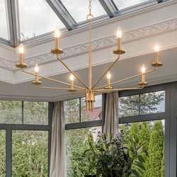 Urban Ambiance - Chandelier - UQL6620 Modern Indoor Chandelier, 31''H x 40''W x 40''Dep, Brushed Gold Finish, Ivenden Collection - 